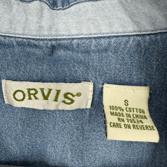 ORVIS Women’s Denim Shirt Dress Midi Blue Size S 100% cotton Western Minimalist - Picture 3 of 9
